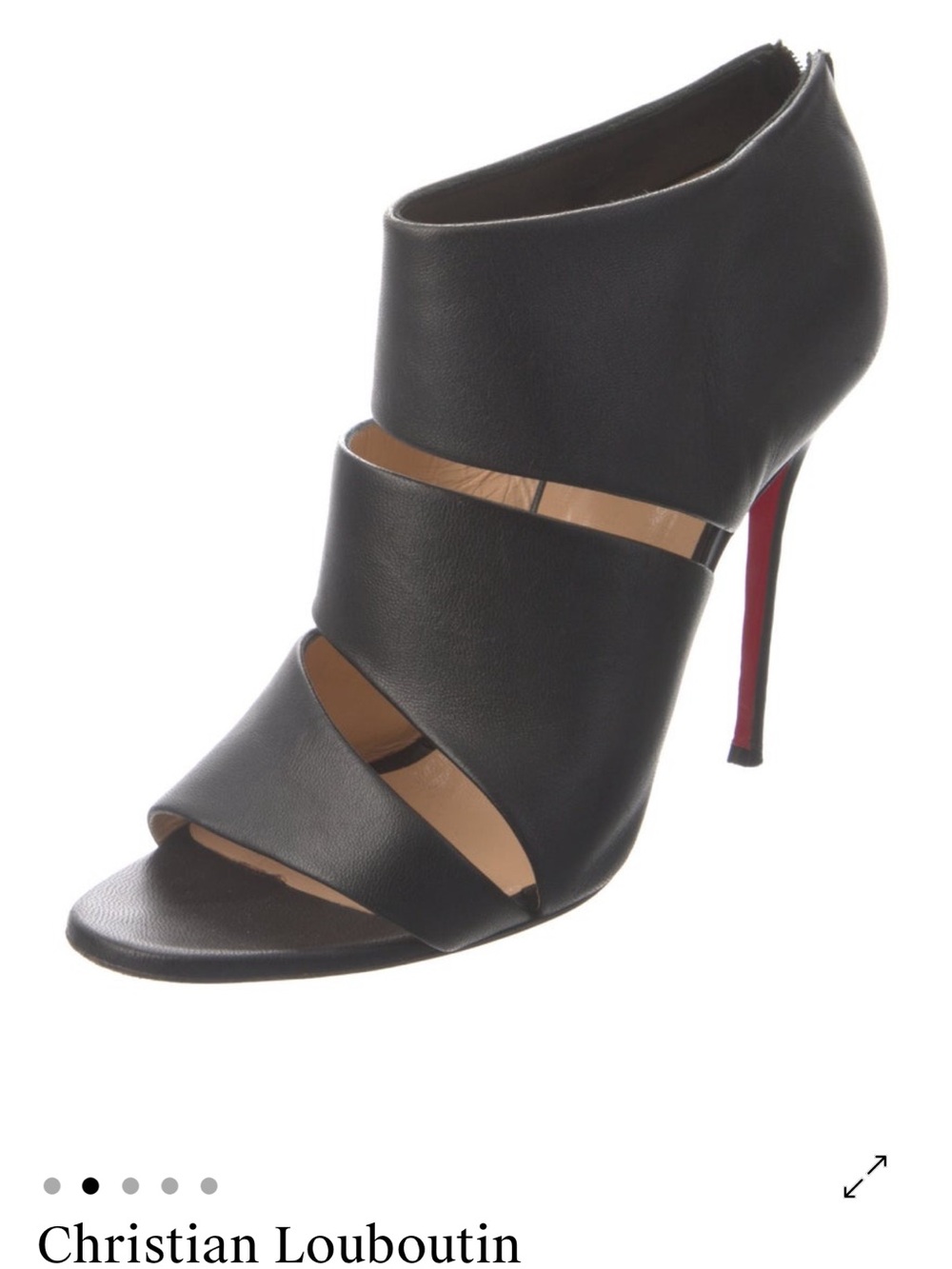 Christian Louboutin Black Leather Strappy Peep-Toe Stiletto Bootie
